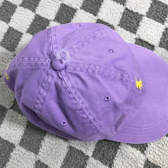 Polo Ralph Lauren Hat Cap Strap Back Purple Yellow Pony Embroidered Mens OS - Picture 3 of 9